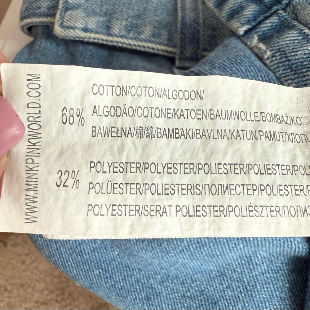 MP|D Denim Pinafore Dress Button Front Belted Blue Jean Dress Size L - Picture 12 of 14